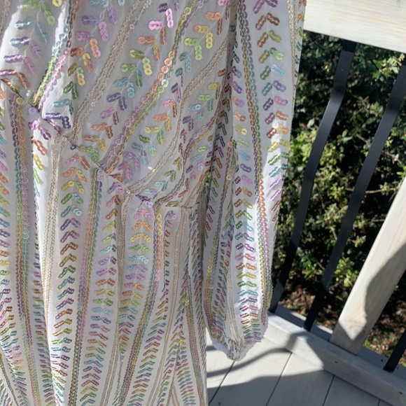 NWT Anthropologie Maxi dress Sequin Metallic boho beach wedding glam bridal M/L - Picture 11 of 16